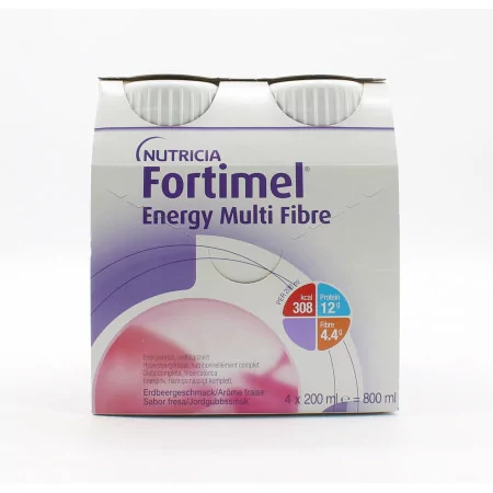 Fortimel Energy Multi Fibre Arôme Fraise 4 X200ml - Univers Pharmacie