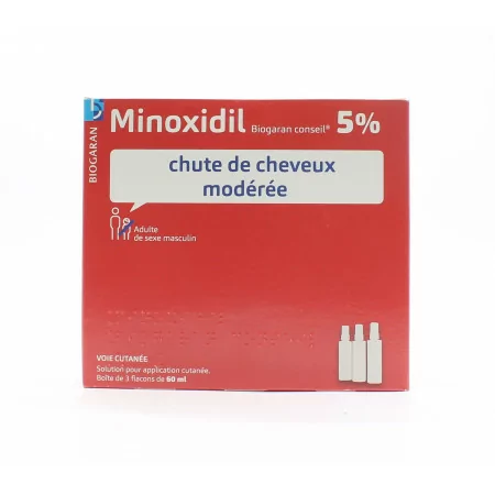 Minoxidil Biogaran Conseil 5% 3X60ml - Univers Pharmacie