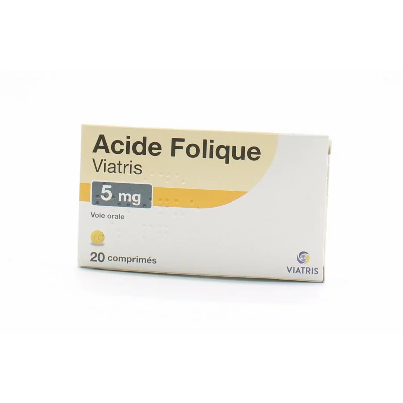 Acide Folique Viatris 5mg 20 comprimés - Univers Pharmacie