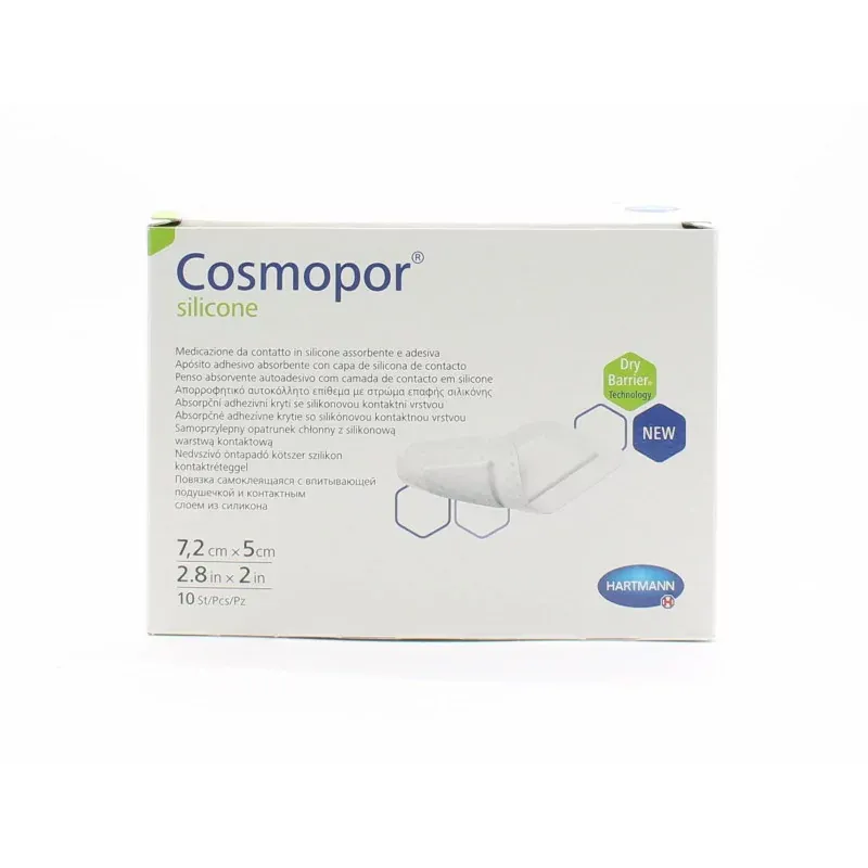 Cosmopor Silicone Pansement Absorbant Adhésif 7,2X5cm 10 pièces - Univers Pharmacie