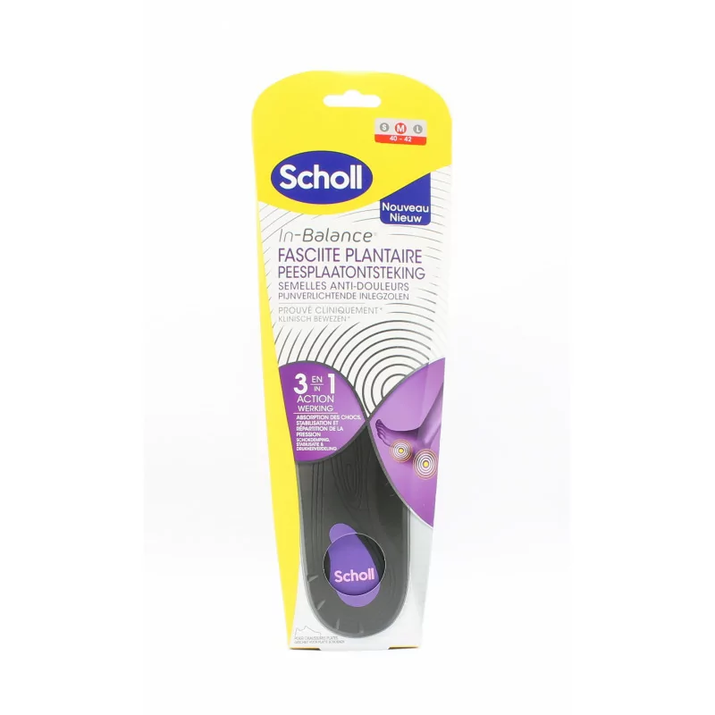 Scholl In-Balance Fasciite Plantaire Semelles Anti-Douleurs Taille M - Univers Pharmacie