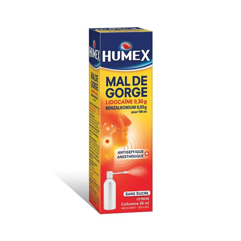 Humex Collutoire Citron Mal de Gorge 35ml - Univers Pharmacie