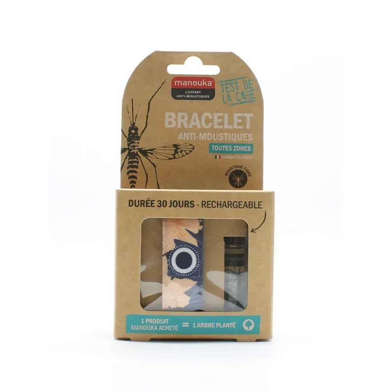 Manouka Bracelet Fleurs Oranges Anti-Moustique Toutes Zones - Univers Pharmacie