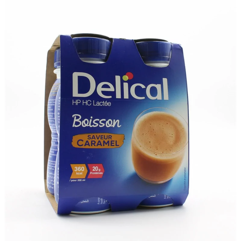 Delical HP HC Lactée Boisson Saveur Caramel 4X200ml