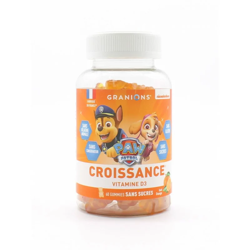 Granions Paw Patrol Croissance Vitamine D3 60 gummies sans sucres - Univers Pharmacie
