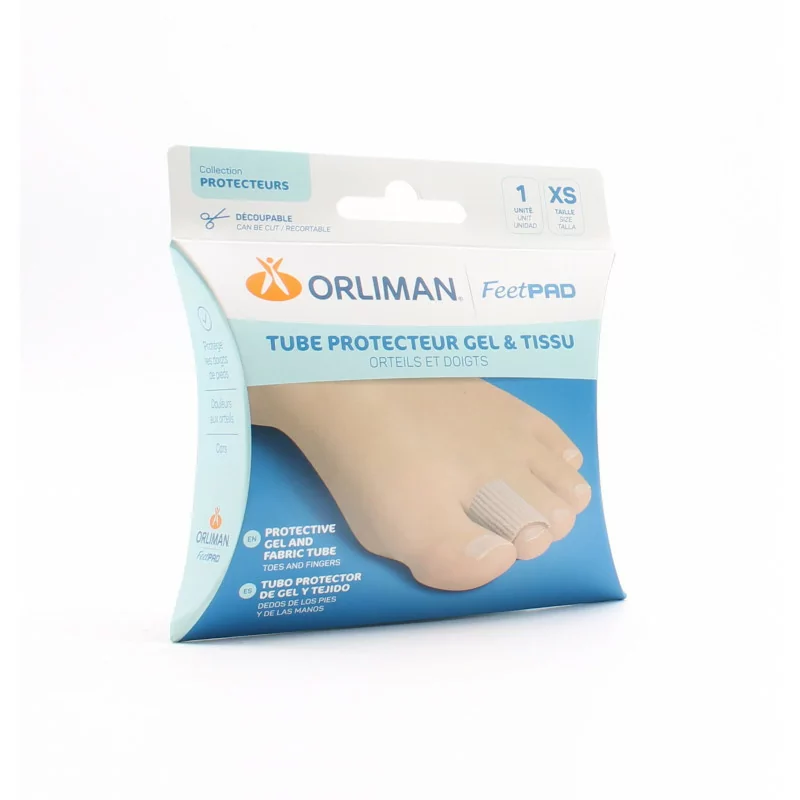 Orliman FeetPad Tube Protecteur Gel & Tissu Orteils et Doigts Taille XS