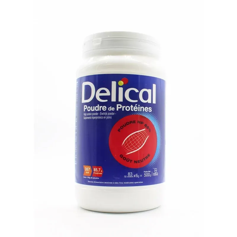Delical Poudre de Protéines Goût Neutre 500g - Univers Pharmacie
