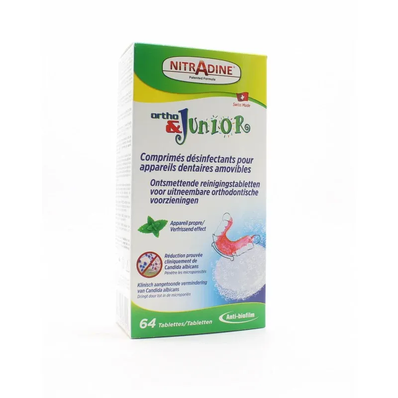 Nitradine Ortho & Junior Comprimés Appareils Dentaires X64