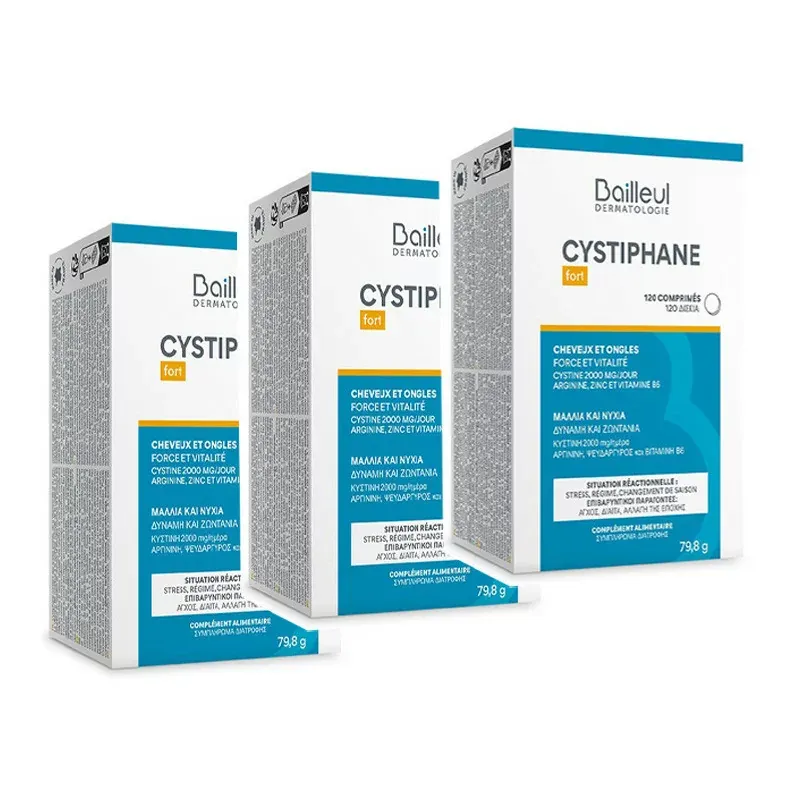 Cystiphane Fort Cheveux et Ongles 3 mois 3X120 comprimés - Univers Pharmacie