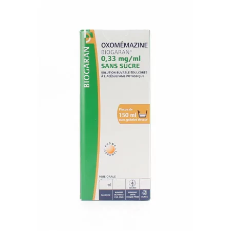 Oxomémazine Biogaran 0,33mg/ml Sans Sucre 150ml