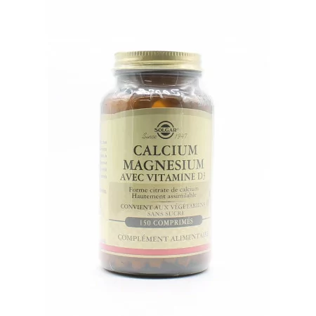 Solgar Calcium Magnésium avec Vitamine D3 150 comprimés