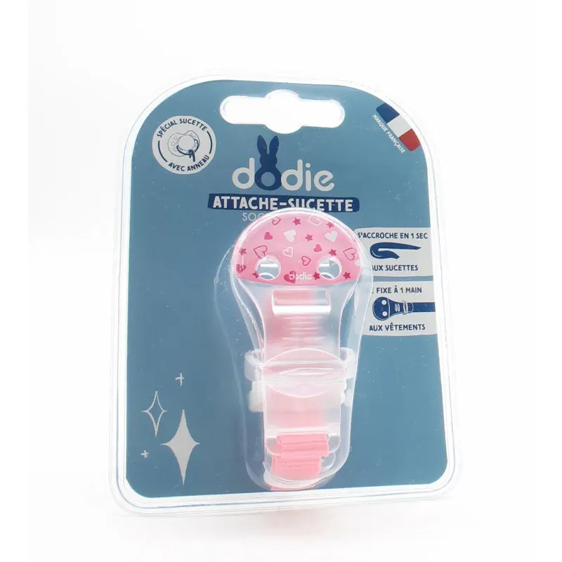 Dodie Attache-sucette Crochet Rose Cœurs - Univers Pharmacie