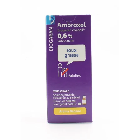 Ambroxol Biogaran Conseil 0,6% sans sucre 100ml - Univers Pharmacie