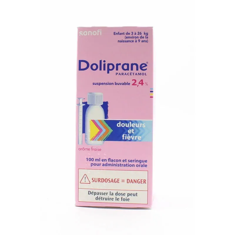 Doliprane Suspension Buvable Sans Sucre 2,4% Enfant 100ml