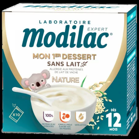Modilac Mon 1er Dessert Nature Sans Lait 12 mois 10 sachets - Univers Pharmacie