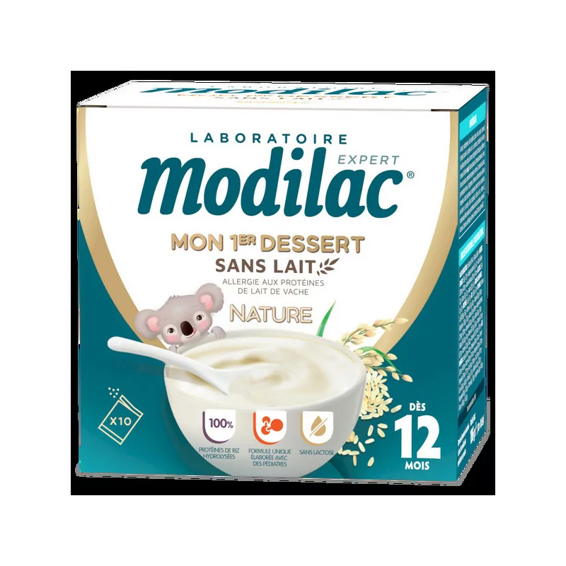 Modilac Mon 1er Dessert Nature Sans Lait 12 mois 10 sachets - Univers Pharmacie