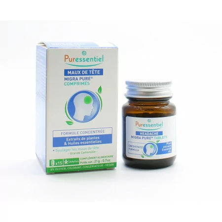 Puressentiel Maux de Tête Migra Pure 15 comprimés - Univers Pharmacie