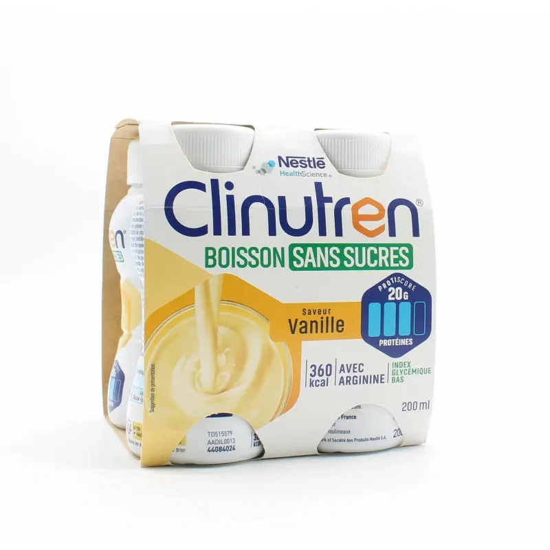 Clinutren Boisson Sans Sucres Saveur Vanille 4X200ml