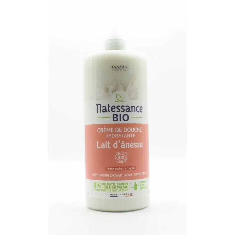 Natessance Bio Crème de Douche Bio Hydratante Lait d'ânesse 1L - Univers Pharmacie
