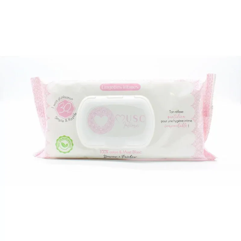 Musc Intime Lingettes Intimes 100% Coton X30 - Univers Pharmacie