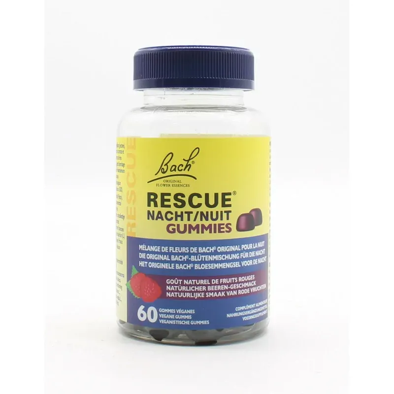 Bach Rescue Nuit Gummies Goût Naturel Fruits Rouges 60 gommes - Univers Pharmacie