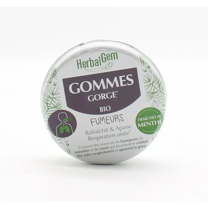 HerbalGem Gommes Gorge Bio Fumeurs 45g - Univers Pharmacie