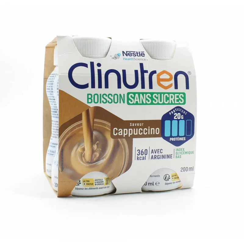 Clinutren Boisson Sans Sucres Saveur Cappuccino 4X200ml