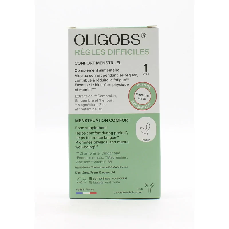 Oligobs Règles Difficiles Confort Menstruel 15 comprimés - Univers Pharmacie