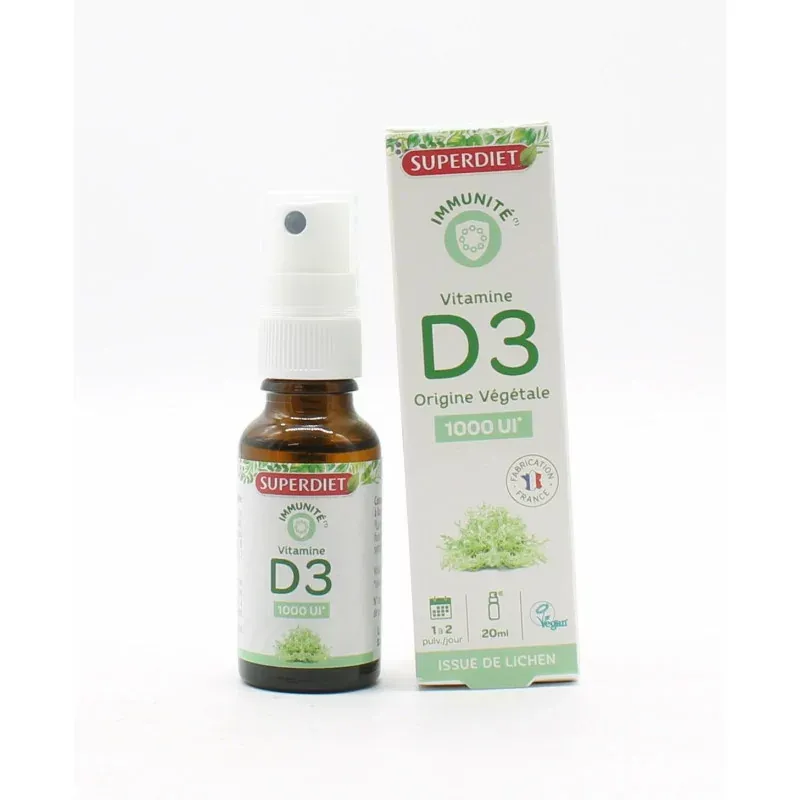 Superdiet Immunité Vitamine D3 Origine Végétale 1000 Ul 20ml - Univers Pharmacie