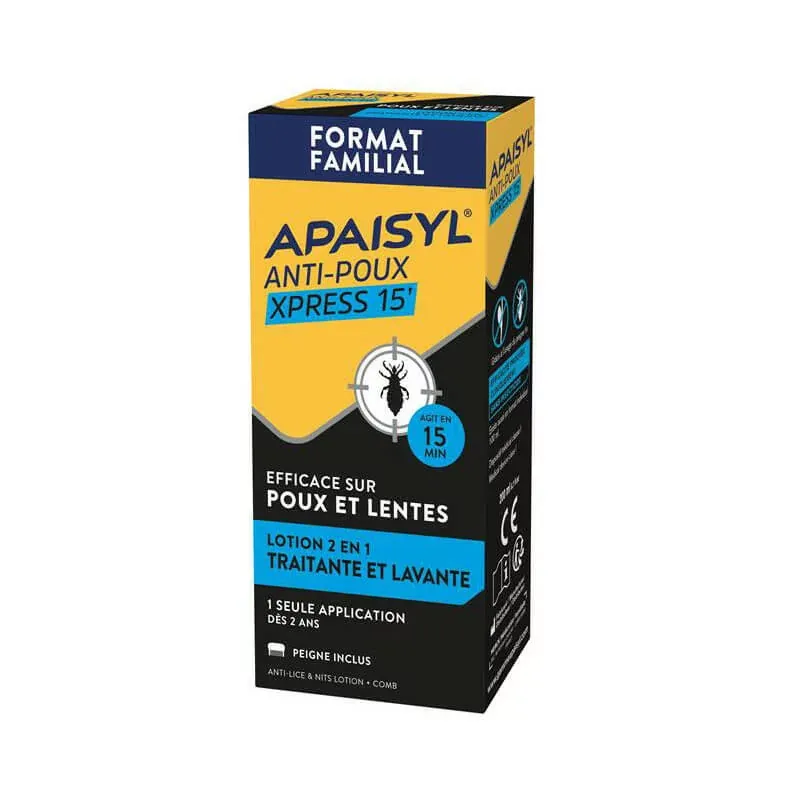 Apaisyl Anti-poux Xpress 15' Lotion 2en1 200ml - Univers Pharmacie