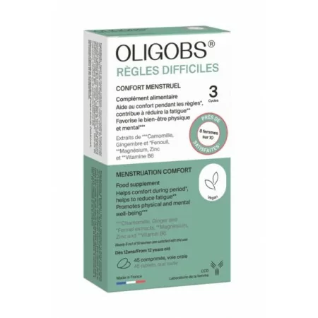 Oligobs Règles Difficiles Confort Menstruel 3 cycles 45 comprimés - Univers Pharmacie