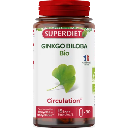 Superdiet Ginkgo Biloba Bio Circulation 90 gélules - Univers Pharmacie