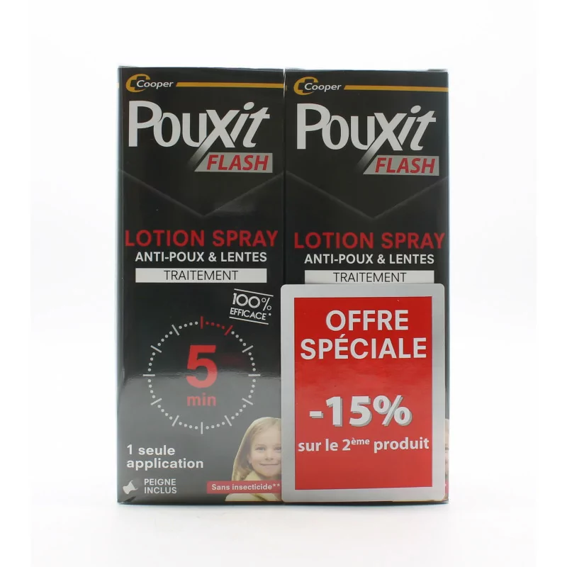 Pouxit Flash Lotion Spray 5min 2X150ml