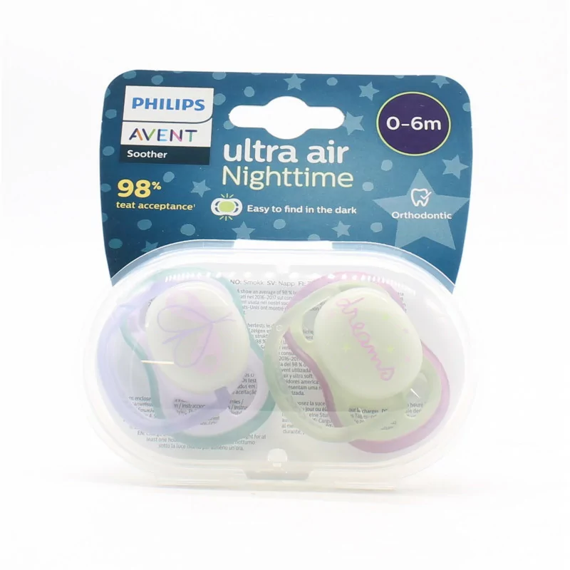 Philips Avent Ultra Air Nighttime Sucette 0-6m X2
