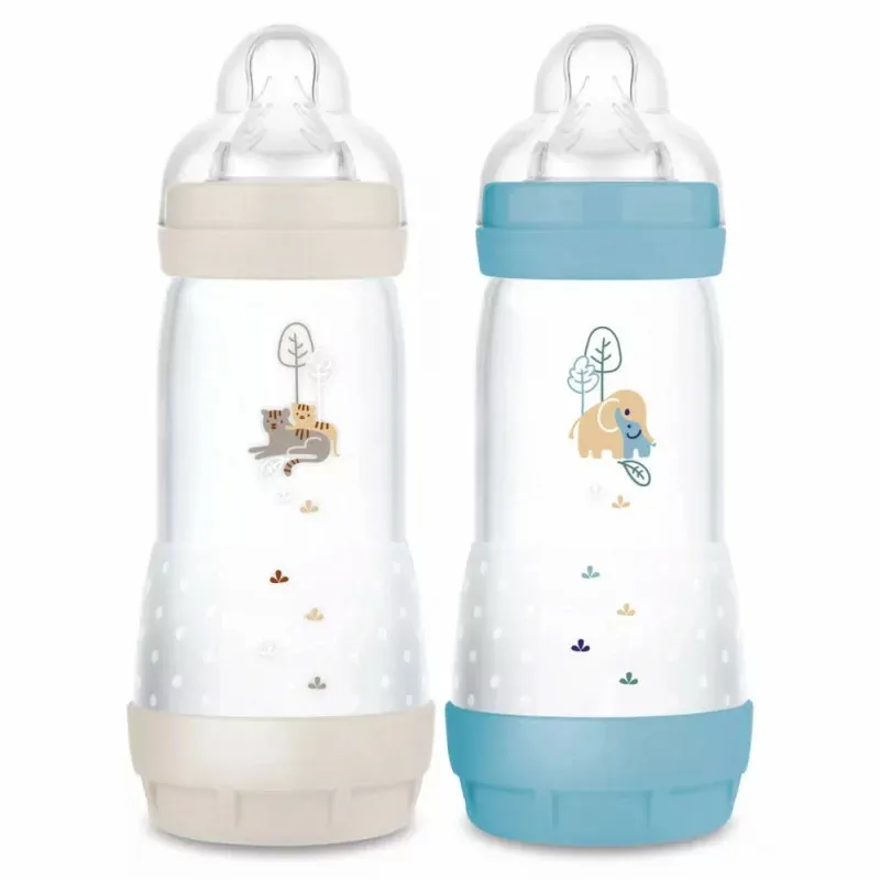 Mam Easy Start Biberon Anti-colique 4+mois Beige+Bleu 2X320ml