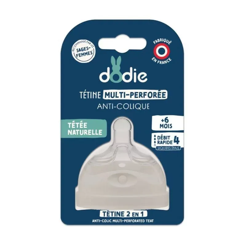 Dodie Tétine Multi-perforée Anti-colique +6 mois Débit 4 - Univers Pharmacie