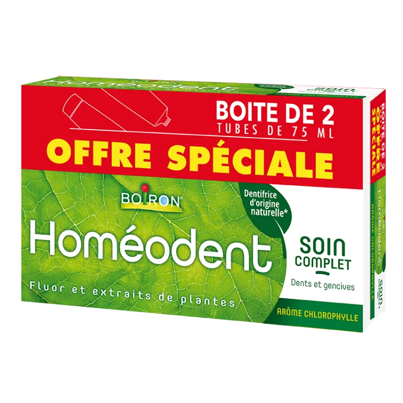 Boiron Homéodent Dentifrice Soin CompletChlorophylle 2X75ml - Univers Pharmacie