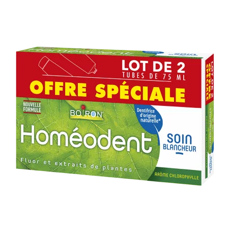 Boiron Homéodent Dentifrice Soin Blancheur Chlorophylle 2X75ml - Univers Pharmacie