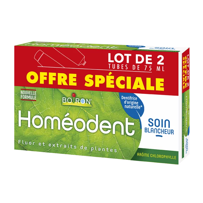Boiron Homéodent Dentifrice Soin Blancheur Chlorophylle 2X75ml - Univers Pharmacie