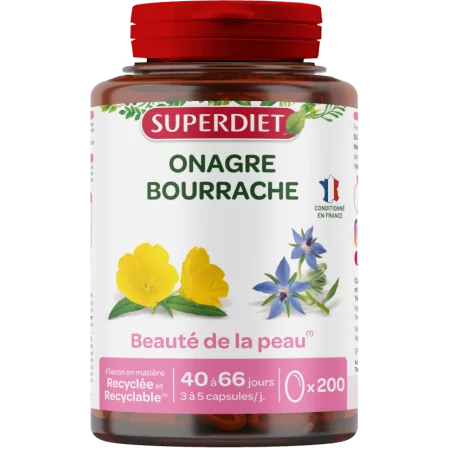 Superdiet Onagre Bourrache 200 capsules - Univers Pharmacie