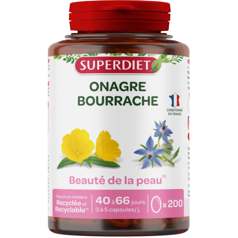 Superdiet Onagre Bourrache 200 capsules - Univers Pharmacie