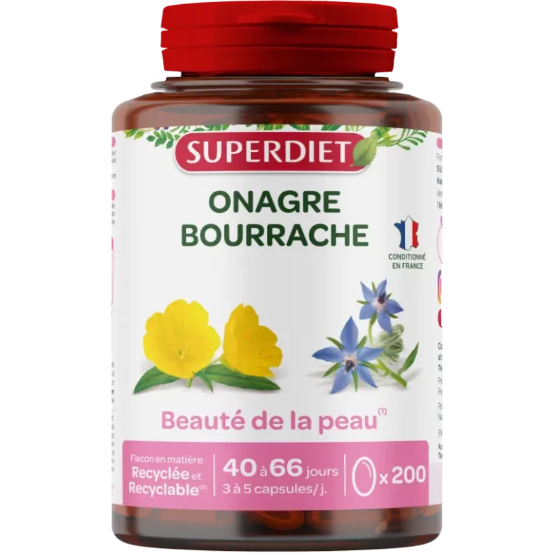 Superdiet Onagre Bourrache 200 capsules - Univers Pharmacie