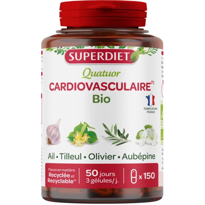 Superdiet Quatuor Cardiovasculaire Bio 150 gélules - Univers Pharmacie