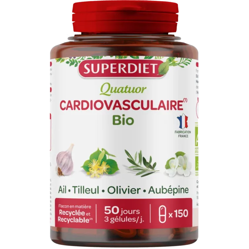 Superdiet Quatuor Cardiovasculaire Bio 150 gélules - Univers Pharmacie