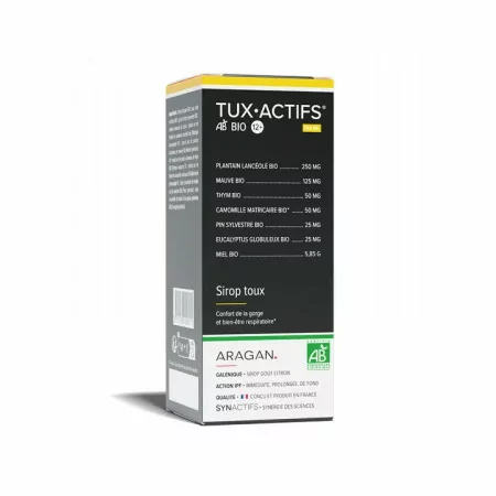 SynActifs Tux-Actifs Sirop Toux Bio Goût Citron 125ml - Univers Pharmacie