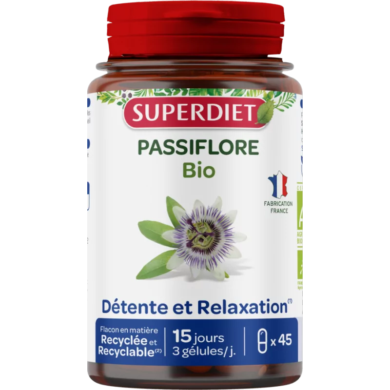 Superdiet Passiflore Bio Détente et Relaxation 45 gélules - Univers Pharmacie