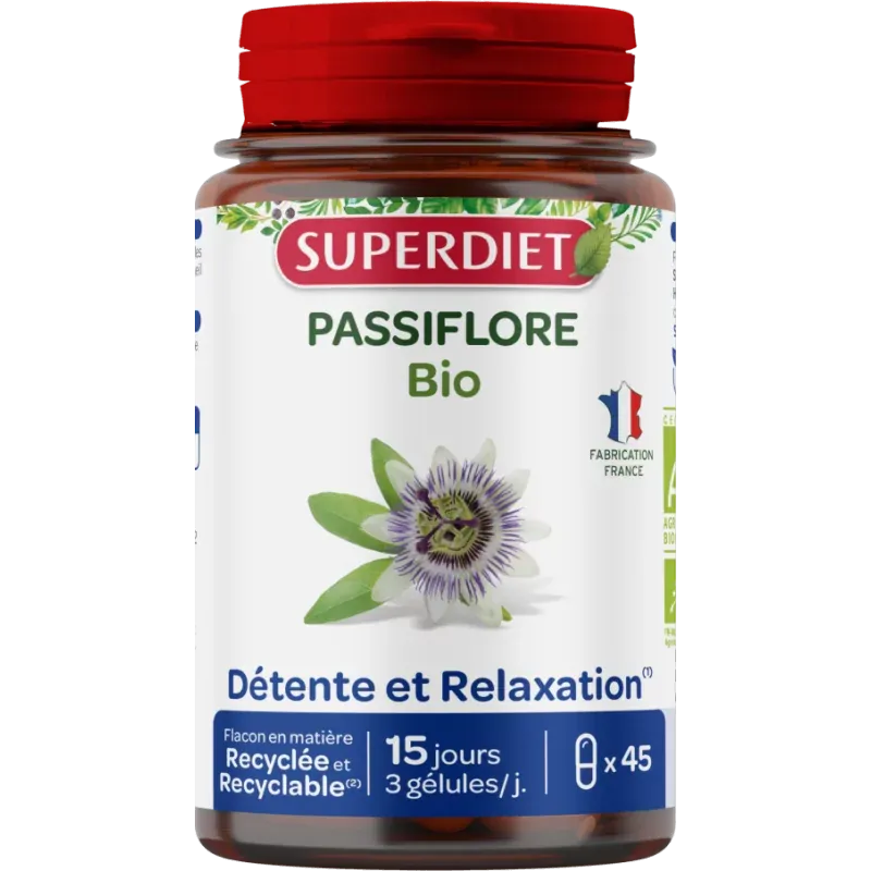 Superdiet Passiflore Bio Détente et Relaxation 45 gélules - Univers Pharmacie