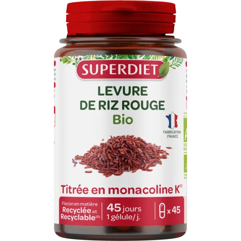 Superdiet Levure de Riz Rouge Bio 45 gélules