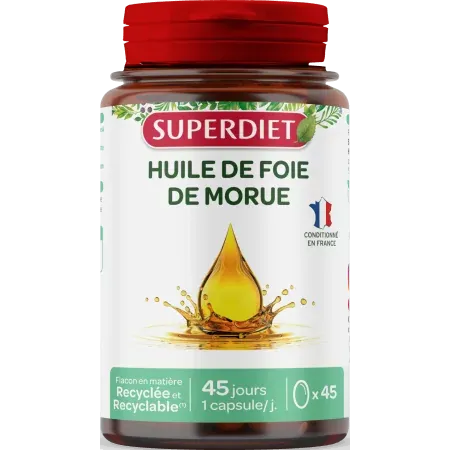 Superdiet Huile de Foie de Morue 45 gélules - Univers Pharmacie