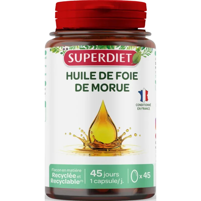 Superdiet Huile de Foie de Morue 45 gélules - Univers Pharmacie